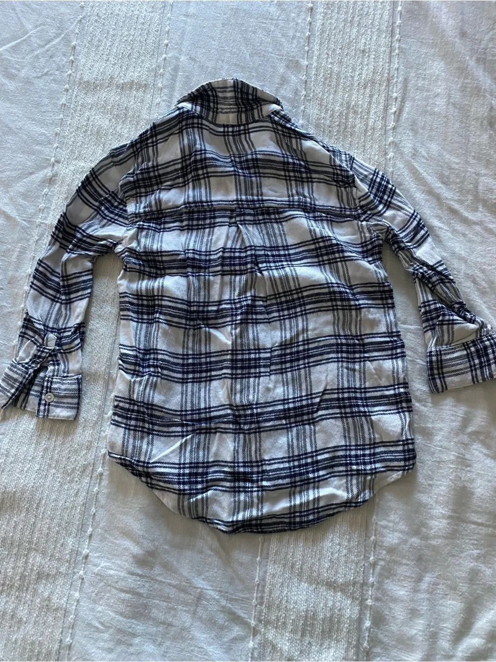 Old Navy Girls 5 White and Navy Plaid Button-Down Shirt